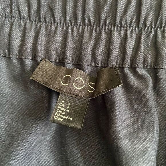 COS Midi Skirt Navy Blue Straight Pencil Elastic Waist Size 6 - Picture 3 of 10